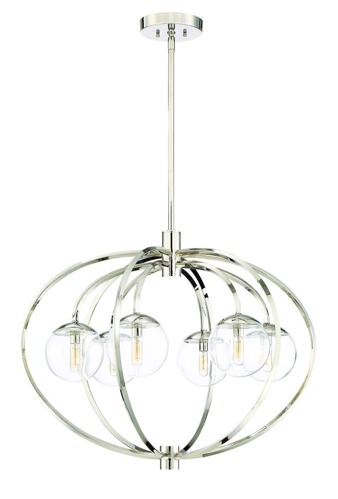 Piltz 6 Light Chandelier in Polished Nickel