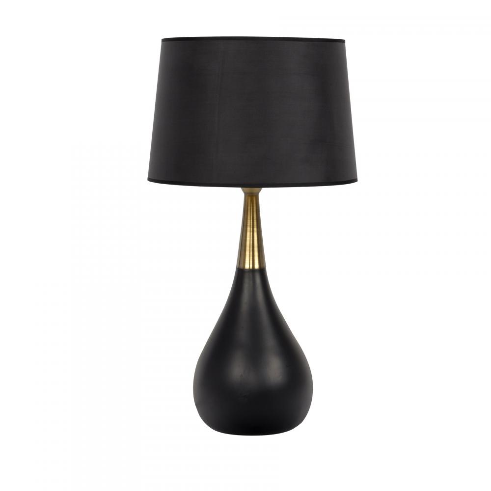 1 Light Metal/Poly Base Table Lamp in Black/Antique Brass