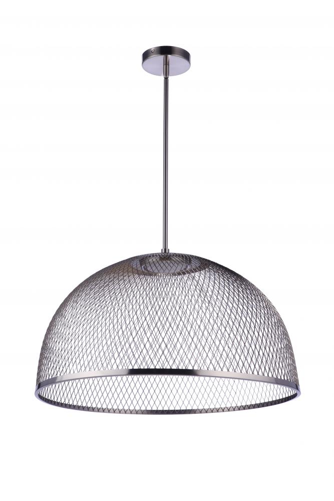 24.25" Diameter Sculptural Statement Metal Mesh Dome Pendant in Brushed Polished Nickel