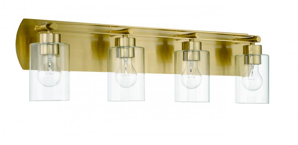 Hendrix 4 Light Vanity in Satin Brass