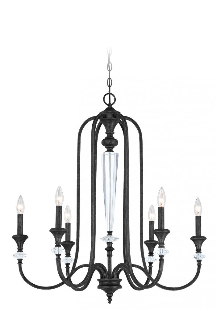 Boulevard 6 Light Chandelier in Mocha Bronze/Silver Accents