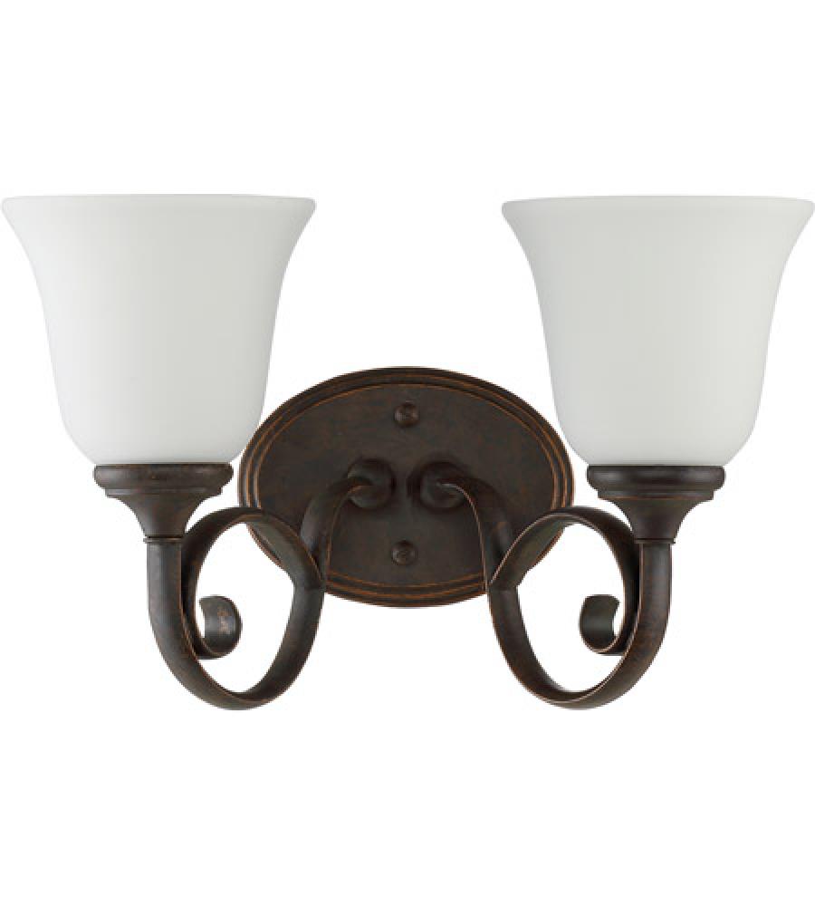 Barrett Place 2 Light Vanity in Mocha Bronze (White Glass)