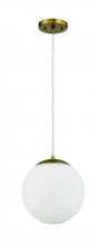  56891-SB-WG - Gaze 1 Light 10" Pendant in Satin Brass (White Glass)