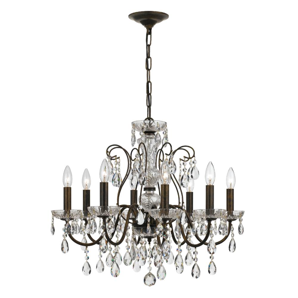 Butler 8 Light Hand Cut Crystal English Bronze Chandelier