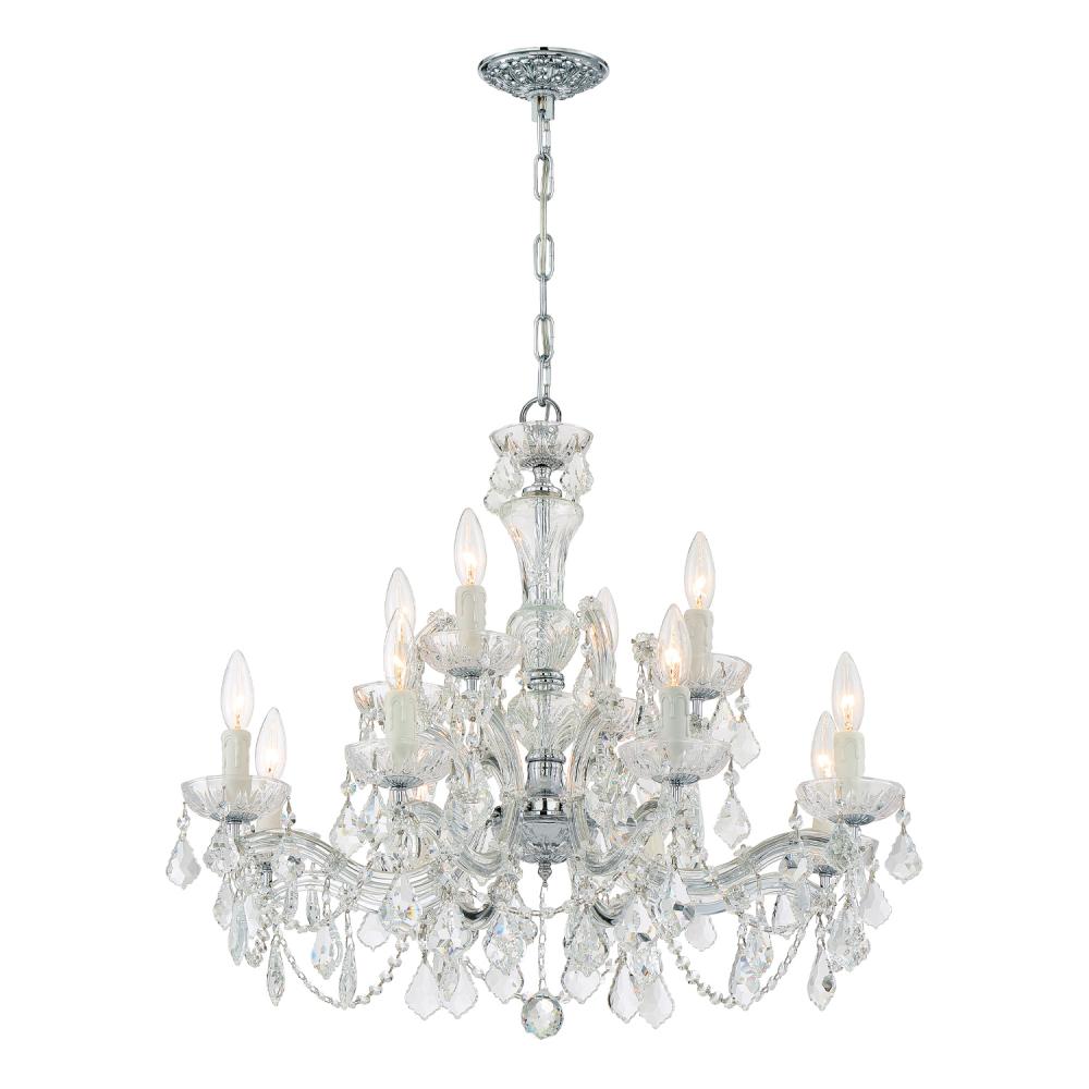 Maria Theresa 12 Light Hand Cut Crystal Polished Chrome Chandelier