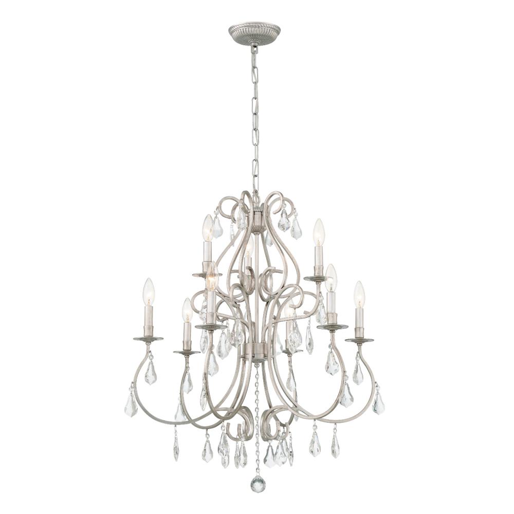 Ashton 9 Light Hand Cut Crystal Olde Silver Chandelier