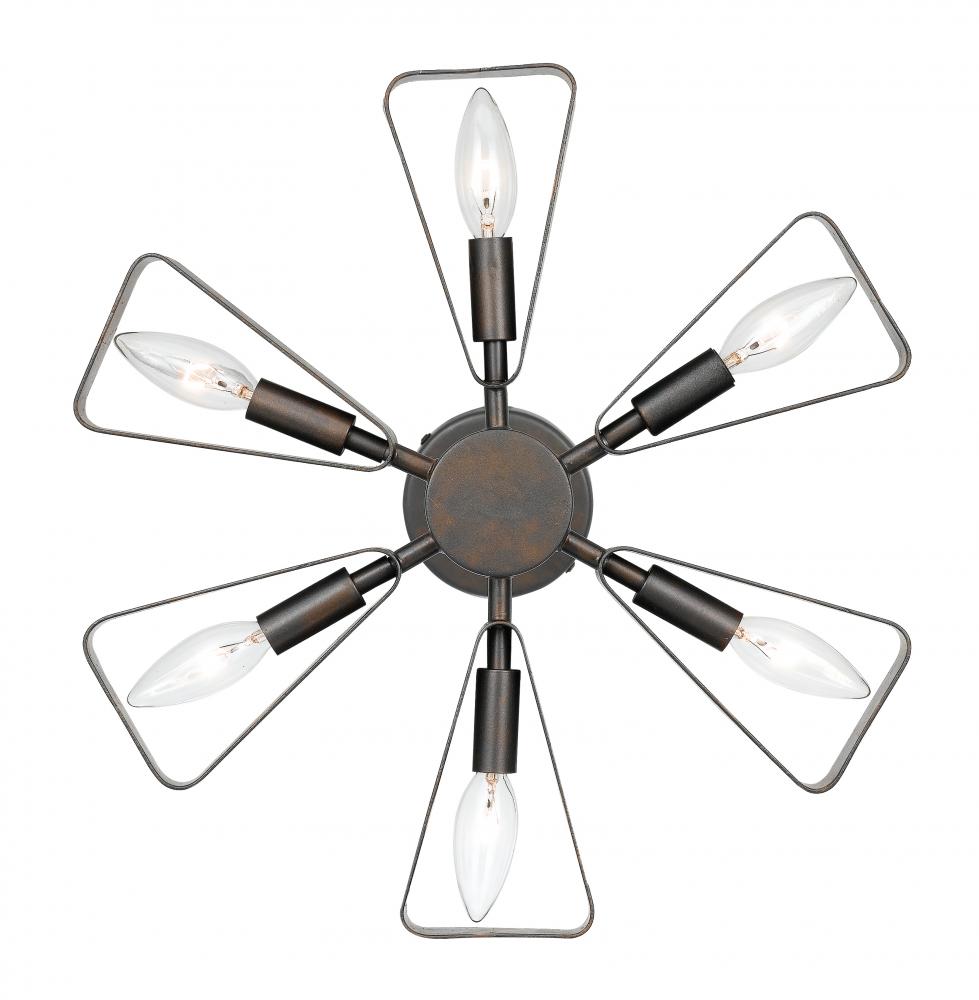 Crystorama Luna 6 Light Raw Steel Sconce