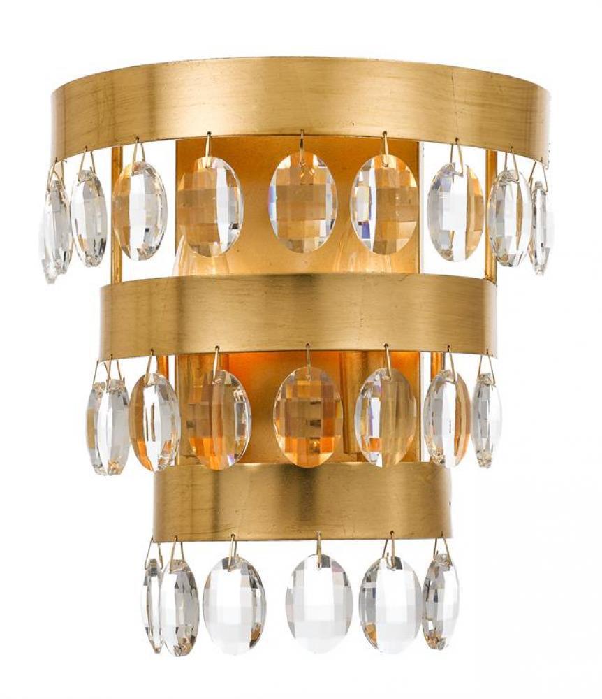 Perla 2 Light Antique Gold Sconce