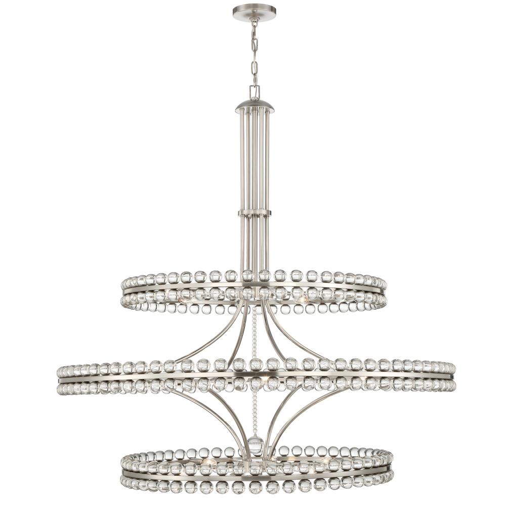 Clover 24 Light Brushed Nickel Chandelier