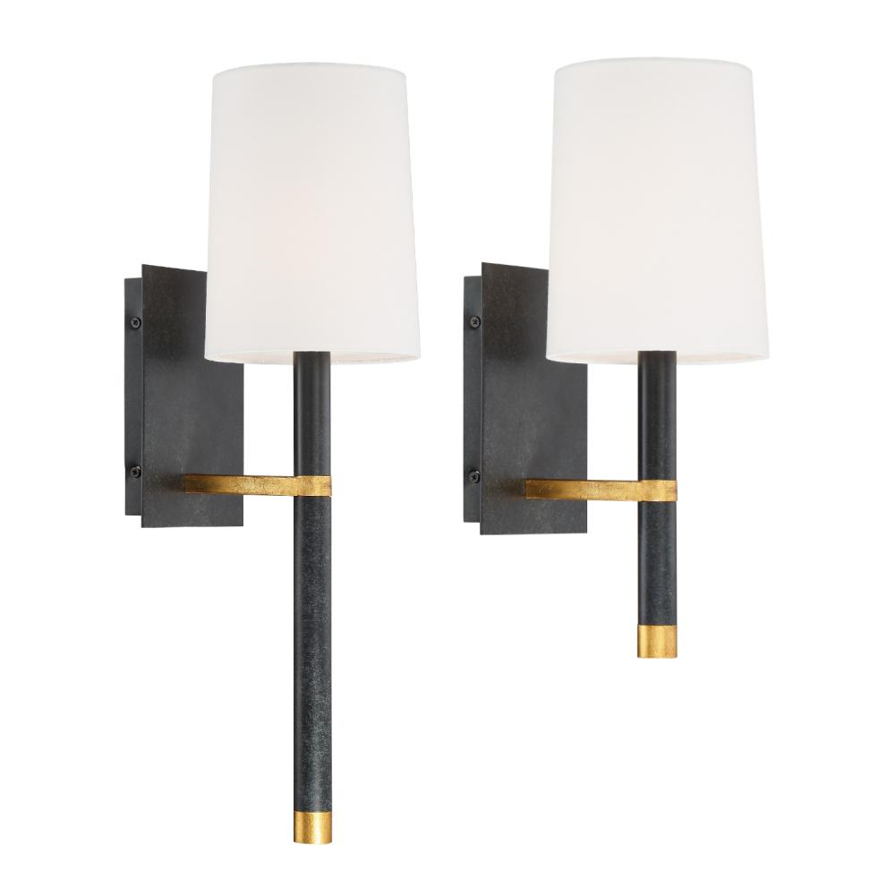 Weston 1 Light Black + Antique Gold Sconce