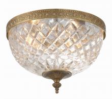 Crystorama 117-10-OB - Crystorama 2 Light Olde Brass Crystal Flush Mount