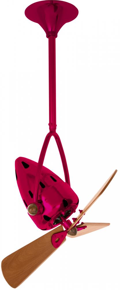 Jarold Direcional ceiling fan in Rubi (Red) finish with solid sustainable mahogany wood blades.