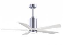 Matthews Fan Company PA5-CR-MWH-52 - Patricia-5 five-blade ceiling fan in Polished Chrome finish with 52” solid matte white wood blad