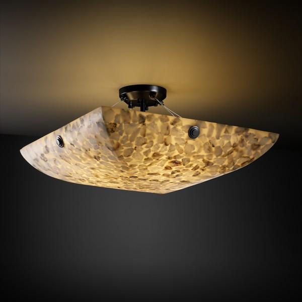 24" Semi-Flush Bowl w/ Large Square w/ Point Finials