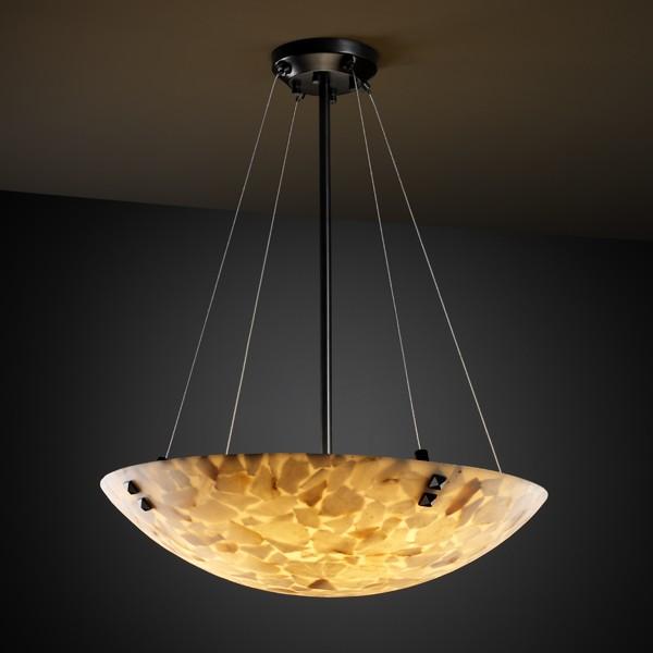 18" LED Pendant Bowl w/ Pair Square w/ Points Finials