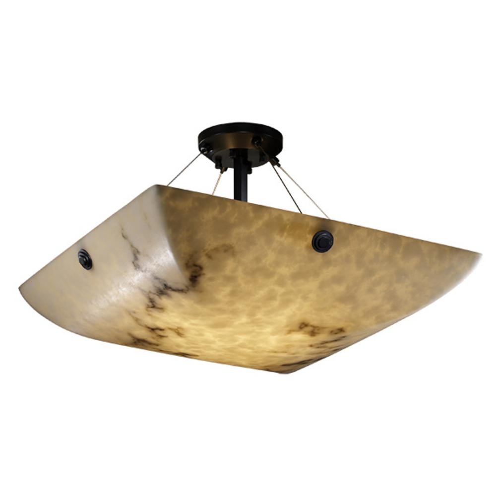 24" LED Semi-Flush Bowl w/ Concentric Circles Finials