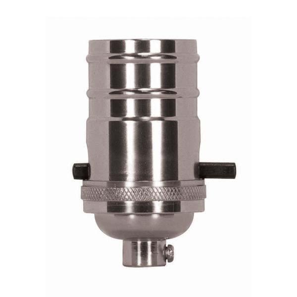 On-Off Push Thru Socket; 1/8 IPS; 4 Piece Stamped Solid Brass; Polished Nickel Finish; 660W; 250V