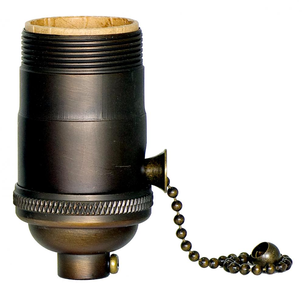 On-Off Pull Chain Socket; 1/8 IPS; 4 Piece Stamped Solid Brass; Dark Antique Brass Finish; 660W;