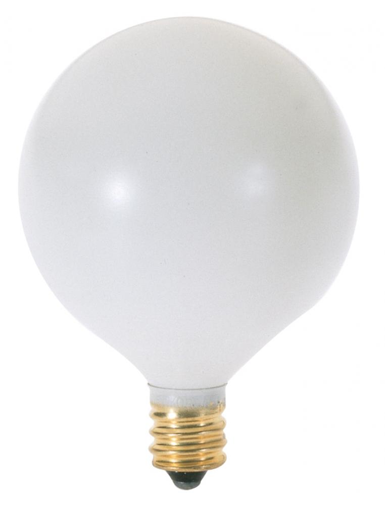 15 Watt G16 1/2 Incandescent; Satin White; 2500 Average rated hours; 83 Lumens; Candelabra base; 130