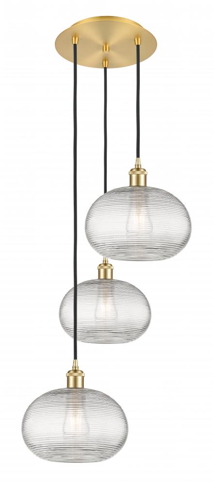 Ithaca - 3 Light - 17 inch - Satin Gold - Cord hung - Multi Pendant