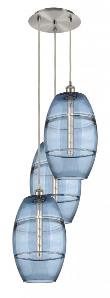 Vaz - 3 Light - 17 inch - Brushed Satin Nickel - Cord hung - Multi Pendant