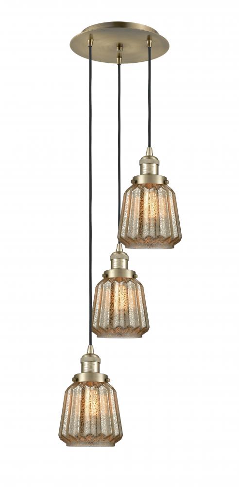 Chatham - 3 Light - 14 inch - Antique Brass - Cord hung - Multi Pendant