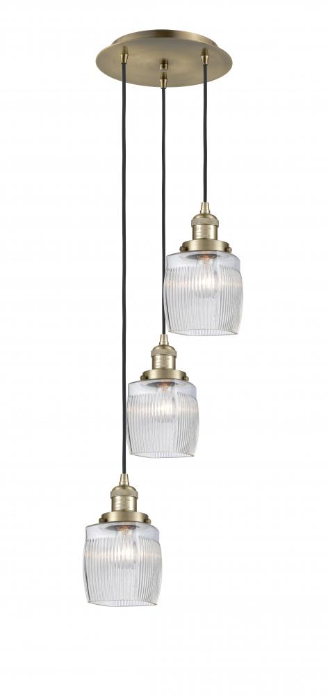 Colton - 3 Light - 12 inch - Antique Brass - Cord hung - Multi Pendant