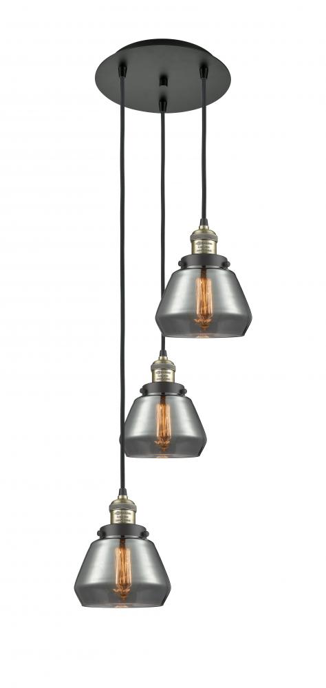 Fulton - 3 Light - 14 inch - Black Antique Brass - Cord hung - Multi Pendant