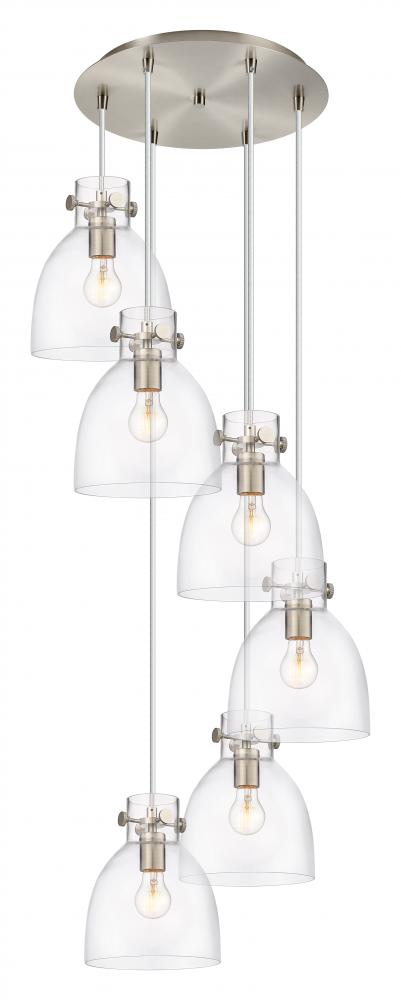 Newton Bell - 6 Light - 19 inch - Brushed Satin Nickel - Multi Pendant