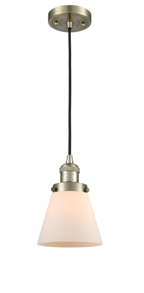 Cone - 1 Light - 6 inch - Antique Brass - Cord hung - Mini Pendant