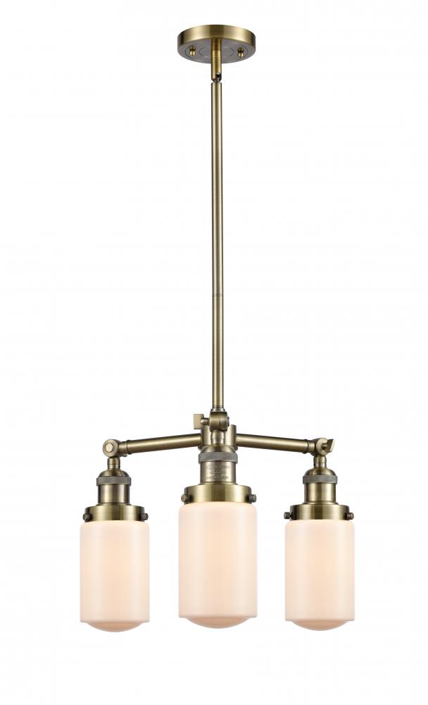 Dover - 3 Light - 17 inch - Antique Brass - Stem Hung - Chandelier