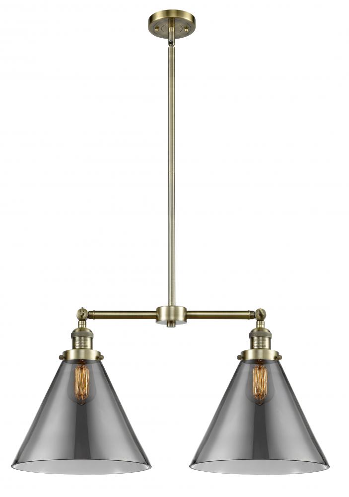 Cone - 2 Light - 21 inch - Antique Brass - Stem Hung - Island Light