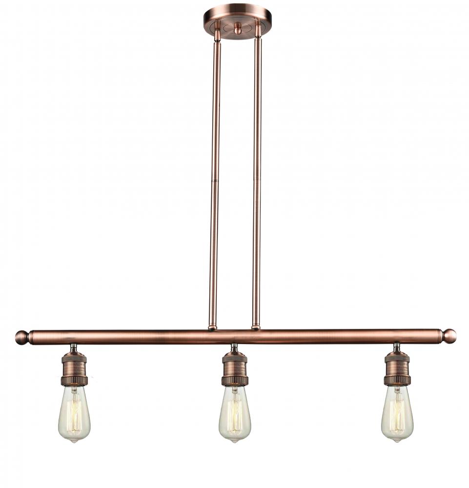 Bare Bulb - 3 Light - 38 inch - Antique Copper - Stem Hung - Island Light