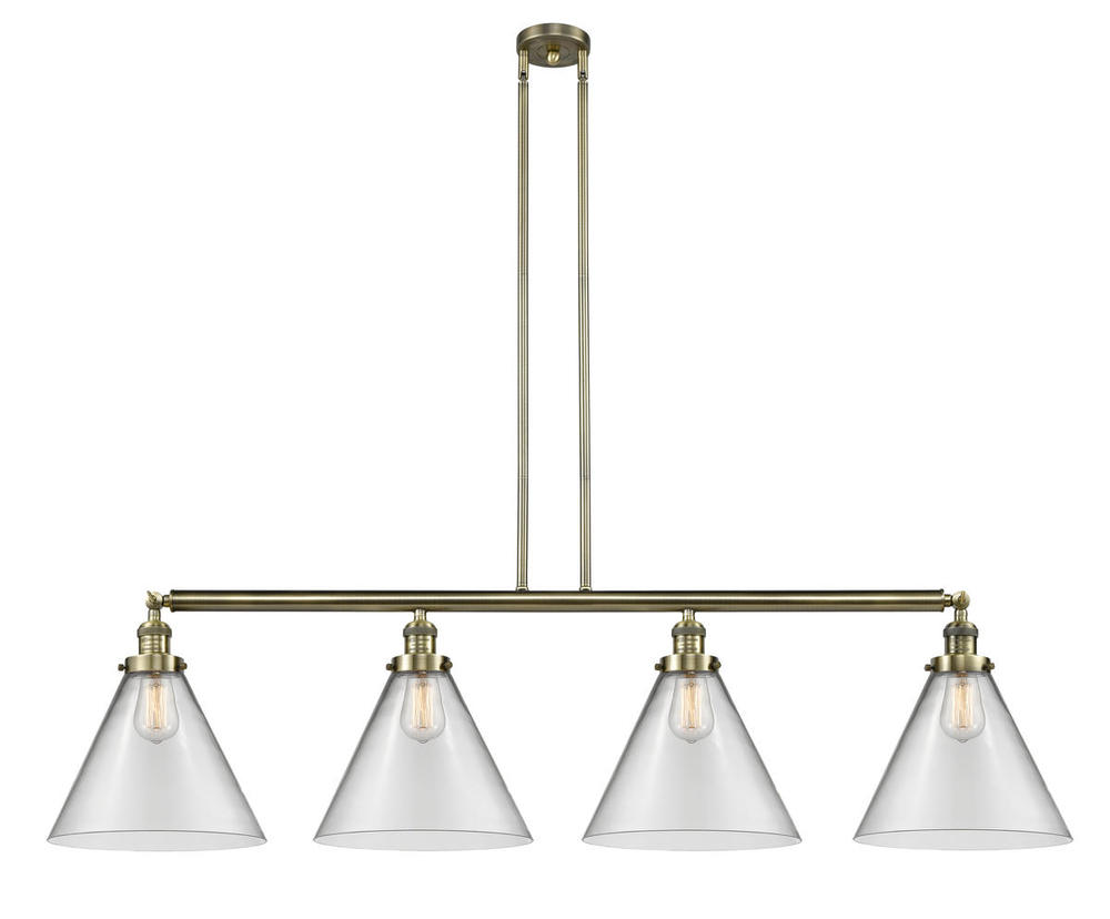 Cone - 4 Light - 56 inch - Antique Brass - Stem Hung - Island Light