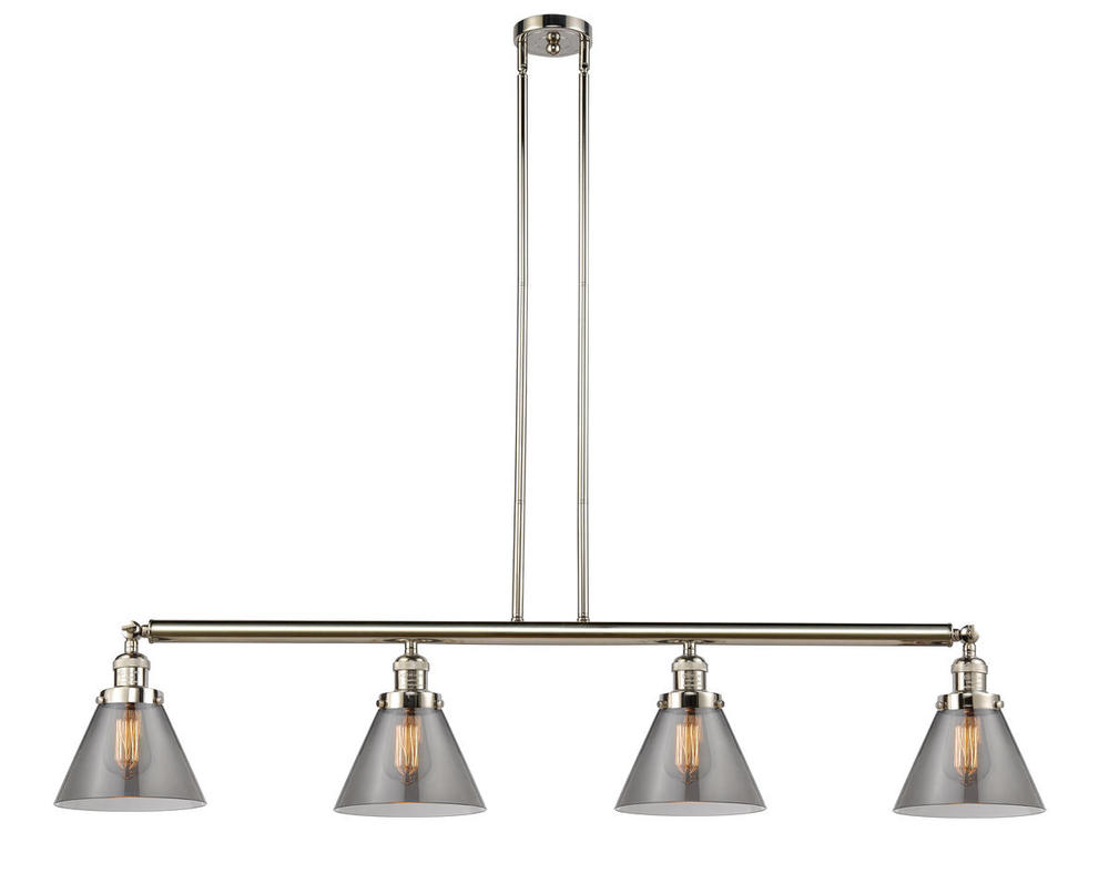 Cone - 4 Light - 52 inch - Polished Nickel - Stem Hung - Island Light