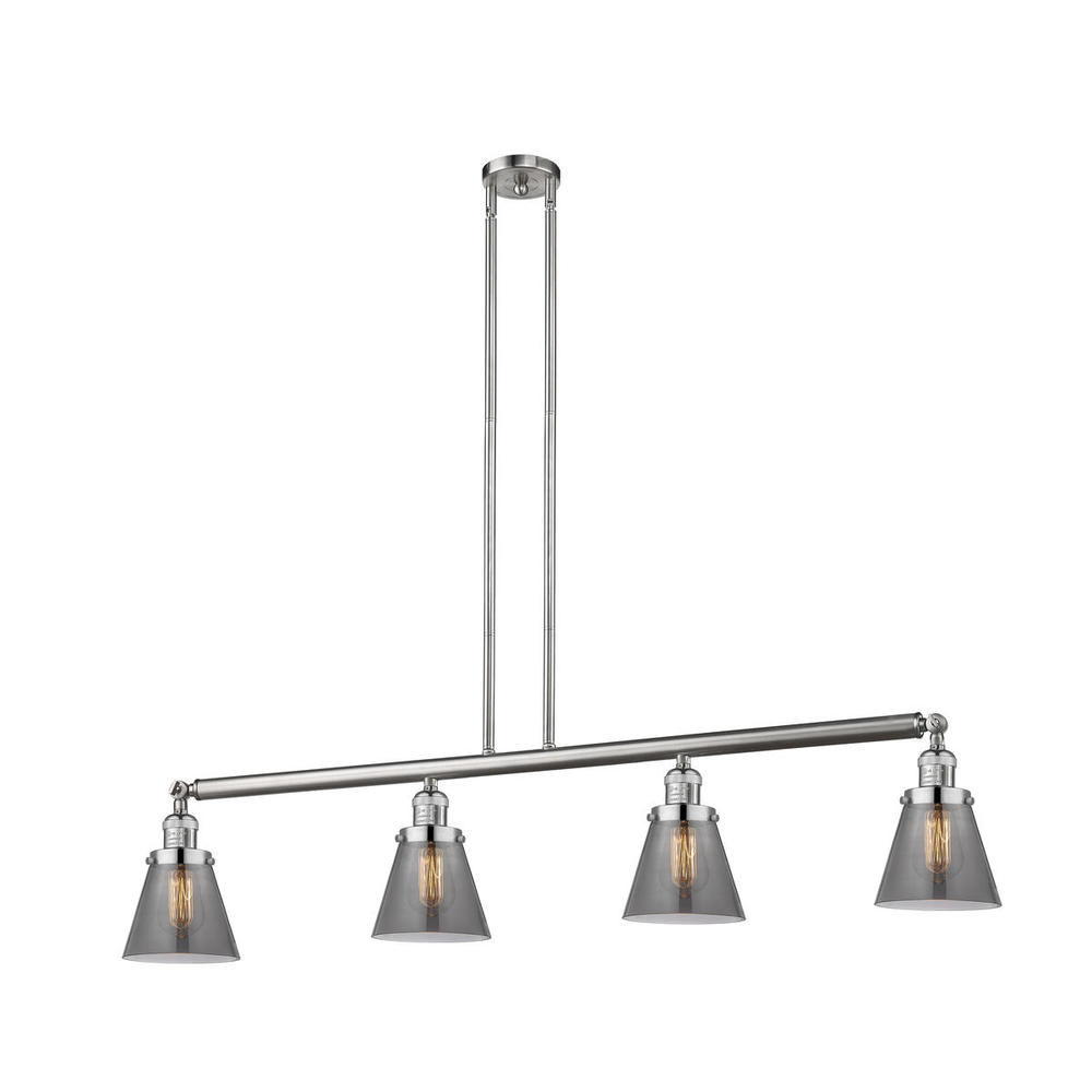 Cone - 4 Light - 51 inch - Brushed Satin Nickel - Stem Hung - Island Light