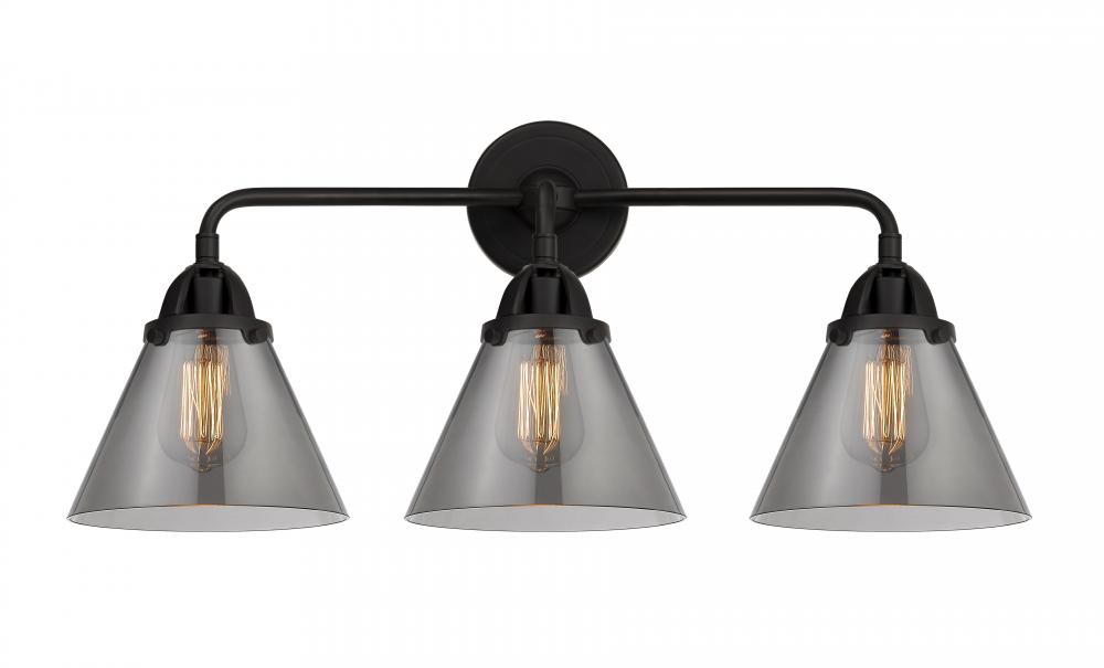 Cone - 3 Light - 26 inch - Matte Black - Bath Vanity Light