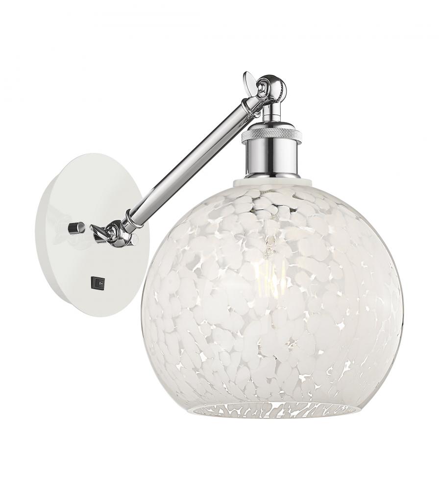 White Mouchette - 1 Light - 8 inch - White Polished Chrome - Sconce