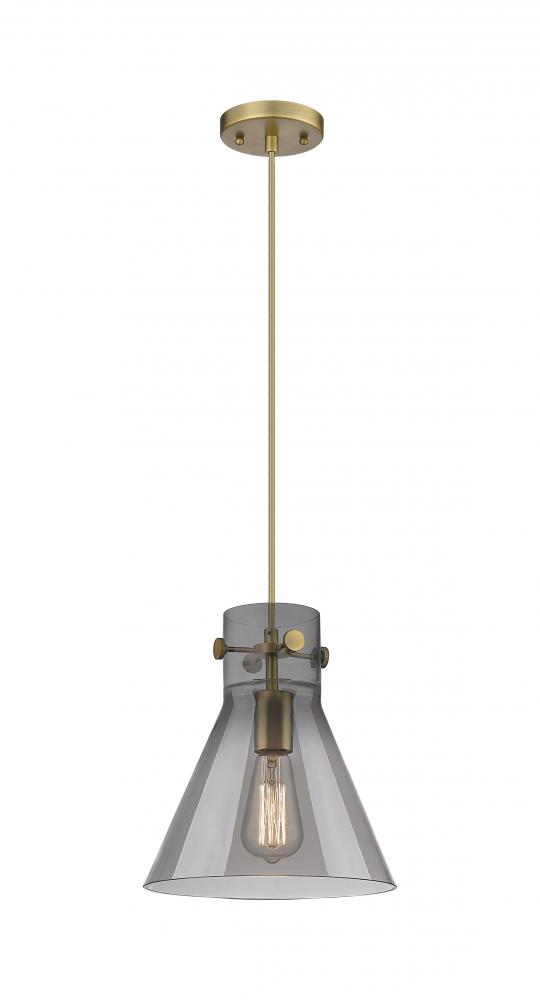 Newton Cone - 1 Light - 10 inch - Brushed Brass - Cord hung - Pendant