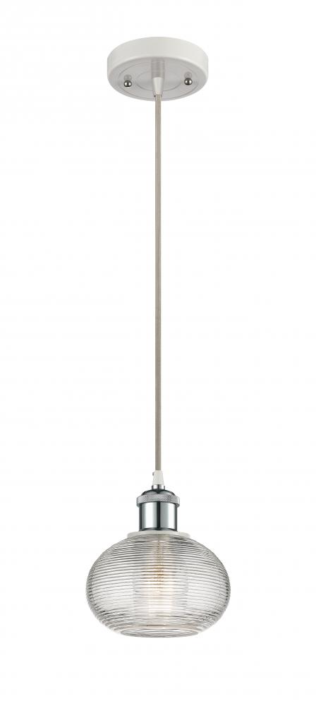 Ithaca - 1 Light - 6 inch - White Polished Chrome - Cord hung - Mini Pendant