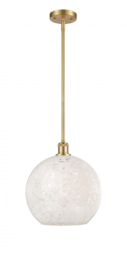 White Mouchette - 1 Light - 12 inch - Satin Gold - Mini Pendant