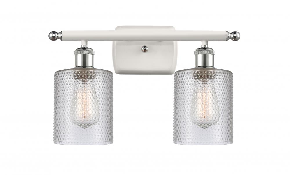 Cobbleskill - 2 Light - 15 inch - White Polished Chrome - Bath Vanity Light