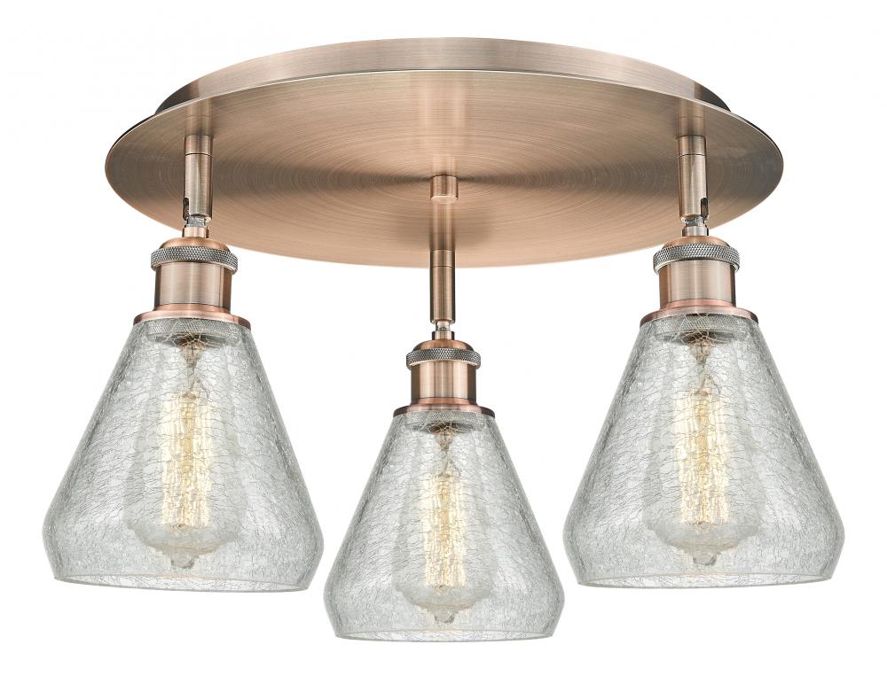 Conesus - 3 Light - 18 inch - Antique Copper - Flush Mount