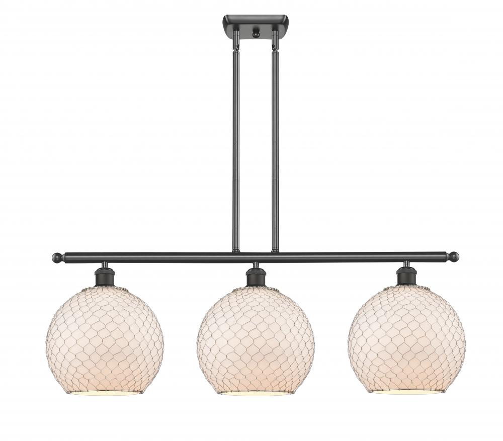 Farmhouse Chicken Wire - 3 Light - 37 inch - Oil Rubbed Bronze - Cord hung - Island Light