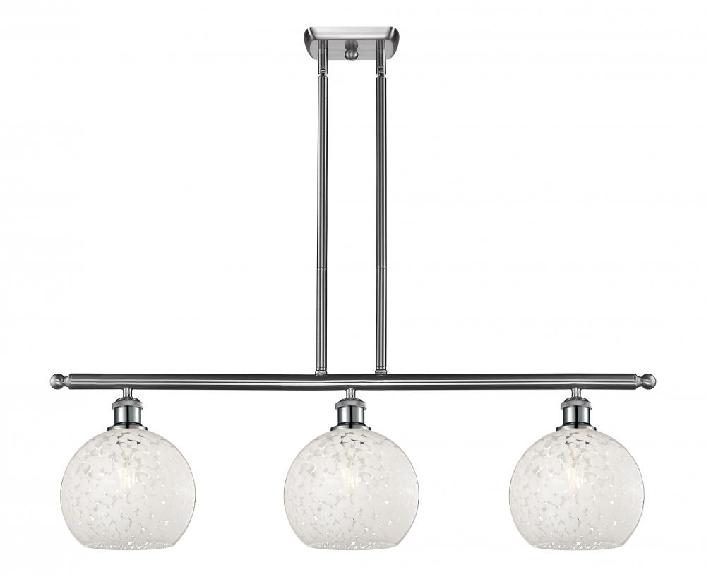 White Mouchette - 3 Light - 36 inch - Brushed Satin Nickel - Stem Hung - Island Light