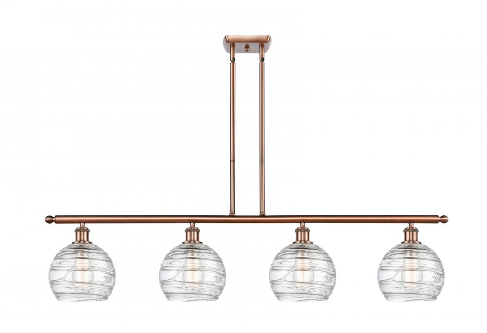 Athens Deco Swirl - 4 Light - 48 inch - Antique Copper - Cord hung - Island Light