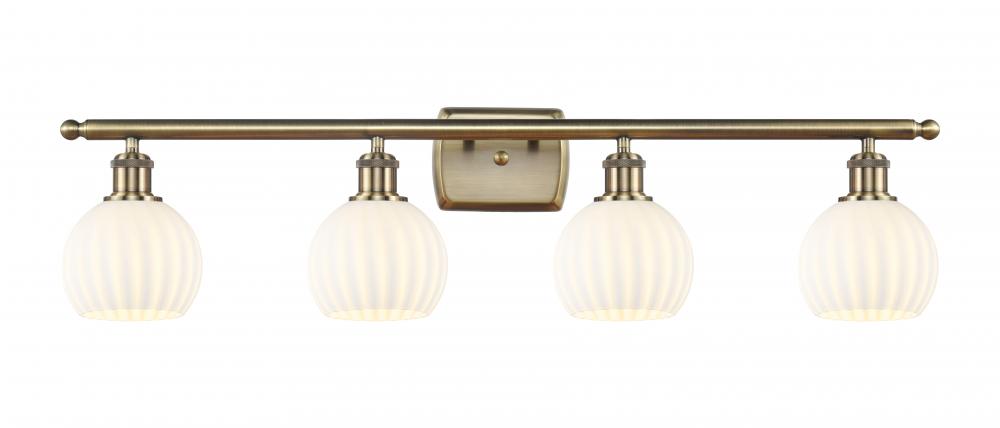 White Venetian - 4 Light - 36 inch - Antique Brass - Bath Vanity Light