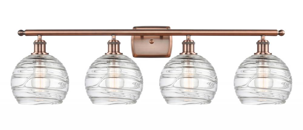 Athens Deco Swirl - 4 Light - 38 inch - Antique Copper - Bath Vanity Light