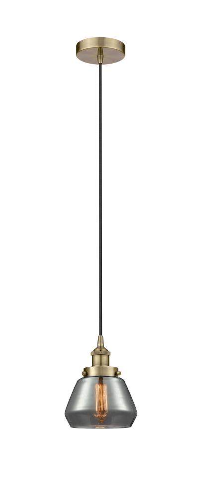 Fulton - 1 Light - 7 inch - Antique Brass - Cord hung - Mini Pendant