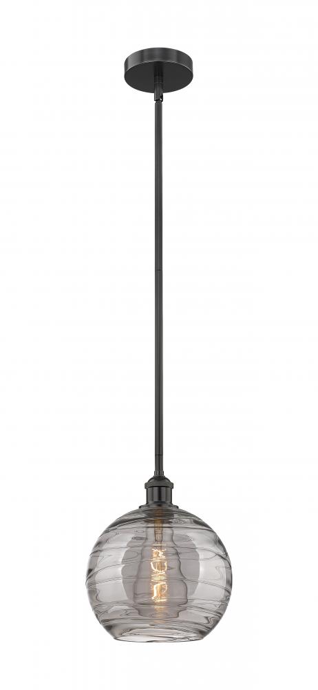 Athens Deco Swirl - 1 Light - 10 inch - Matte Black - Cord hung - Mini Pendant